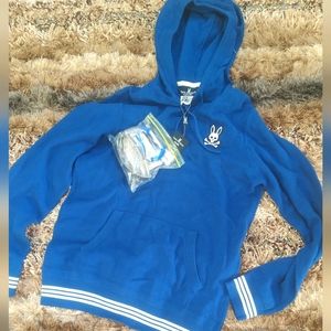 "WELLINGTON" PSYCHO  BUNNY 🐰 100% COTTON BLUE HOODIE+BONUSES